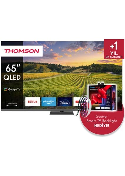 THOMSON 65" 164 Ekran + Govee Tv Arkası LED Şerit Hediyeli 4K Ultra Hd QLED Google Tv 65QG5C14
