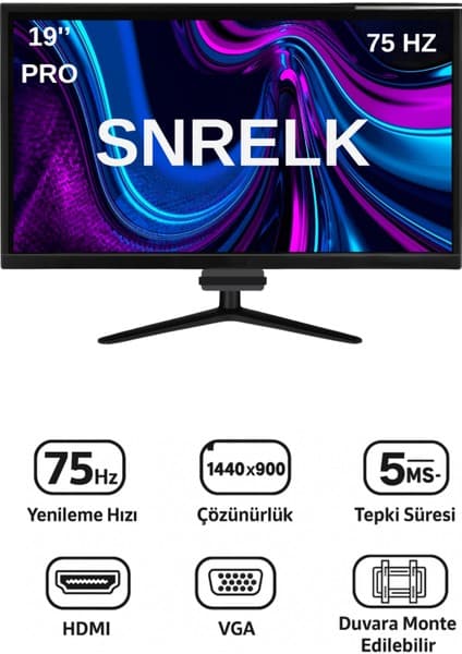 Snrelk 19'' Vga- HDMI Pro LED Monitör