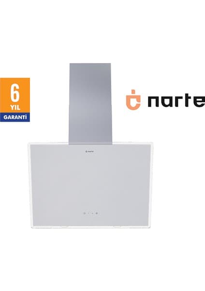 Narte -H20160W 60CM Beyaz Cam Eğimli Davlumbaz - 6 Yıl Garantili