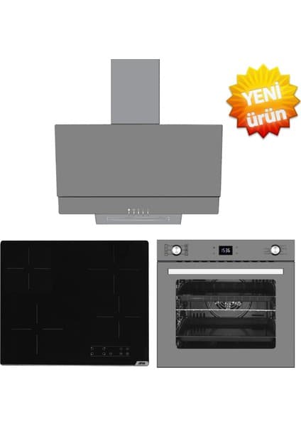 AFM Tech / Inci Dijital Elektrikli Vitroseramik Antrasit Ankastre Set ( V6-04 + FM3407 + FM7710 )