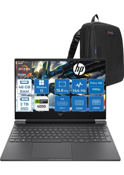 Hp Victus Gaming Amd Ryzen 7-7445HS 48GB Ddr5 2tb SSD Rtx RTX4050/6GB 15.6\