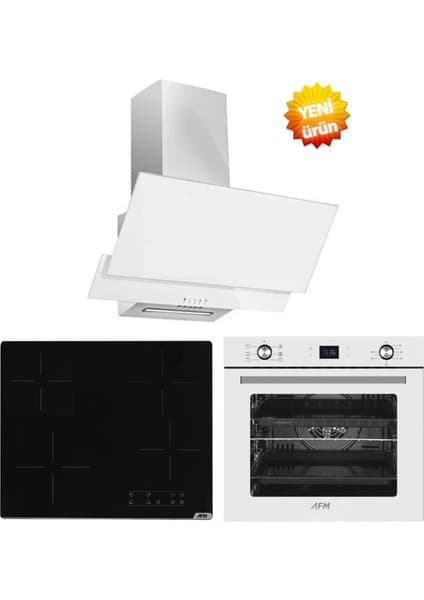 AFM Tech / Fuomi Dijital Elektrikli Vitroseramik Beyaz Ankastre Set ( V6-04 + FM3301 + FM7701 )