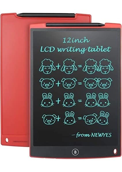 T12 Kırmızı LCD Writing Tablet 12 İnç Dijital Kalemli Çizim Yazı Tahtası