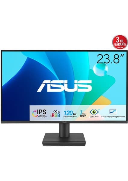 Asus VA249HG 23.8 IPS 1920X1080 1ms 120Hz 300CD HDMI VGA Vesa 3yıl Eyecare,flıcker-Free,düşük Mavi Işık, 99%srgb, Çerçevesiz Monitör