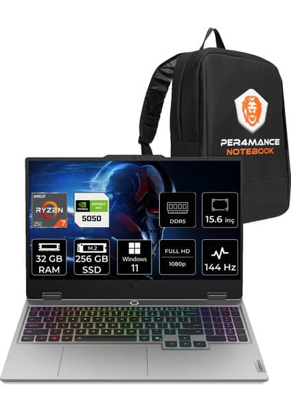 Lenovo Loq Amd Ryzen 7 250 32GB 256GB SSD RTX5050/8GB 100W 15.6\