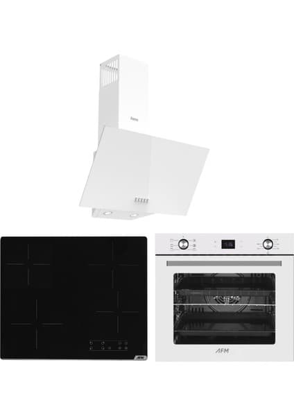 Ferre ve Afm Tech Marka/ Beyaz Vitroseramik Elektrikli Ankastre Set ( D087 + V6-04 + FM7701 )