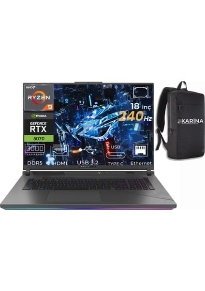 Asus Rog Strix G18 Ryzen 9 8940HX G814PP-S9045-55 32GB 4tb+4tb RTX5070 8gb W11PRO 18\