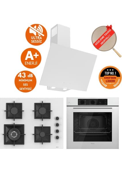 Ferre Silenart Magic Ultra Sessiz Beyaz Ankastre Set / Wok ( D078-SA + SC406-WFA + QBL62CB )