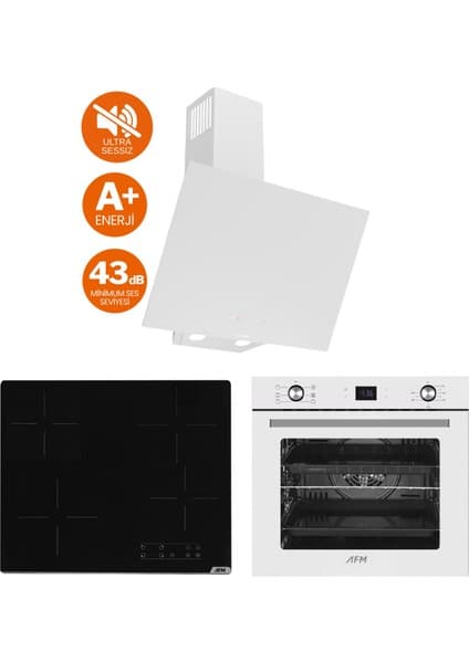 Ferre ve Afm Tech Markalı / Nesso Elektrikli Vitro. Sessiz Ankastre Set (D078-SA + V6-04 + FM7701)