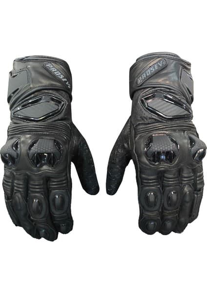 Motoanl Motosiklet Eldiveni Racing Full Koruma Leather Motorcu Eldiven Siyah
