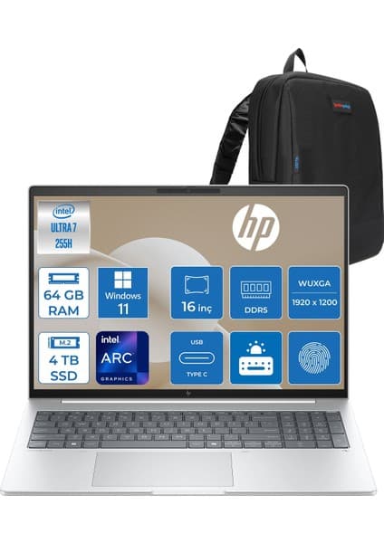 Hp Elitebook 8 G1I Intel® Core Ultra 7 255H 64GB Ddr5 4tb SSD Intel® Arc™ 140T 16\