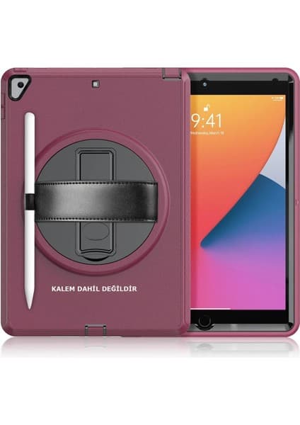 Ipad 10.2 (7.nesil) Kılıf Hand Strap Tablet Kılıfı - MÜRDÜM-(5796)