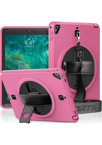 Ipad 5 Air 9.7 Kılıf Strap-C Otterbox Tablet Kapak - PEMBE-(5796)