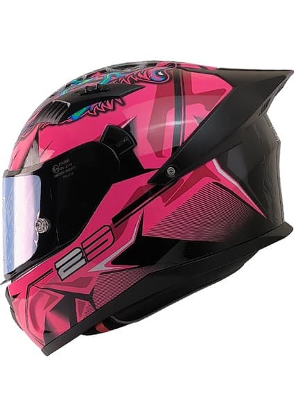 Motoanl Motosiklet Kadın Kaskı Ece 22.R06 Double Vizörlü Full Face Motor Kask Beast Pink