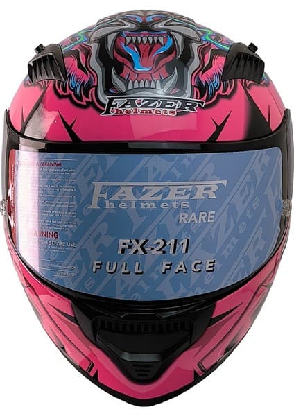 Motoanl Motosiklet Kadın Kaskı Ece 22.R06 Double Vizörlü Full Face Motor Kask Beast Pink 8