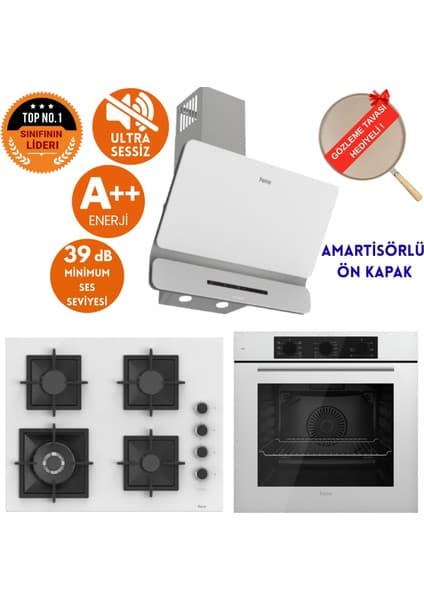 Ferre Silenart Luzia Ultra Sessiz Beyaz Ankastre Set / Wok ( D081-SA + SC406-WFA + QBL62CB )