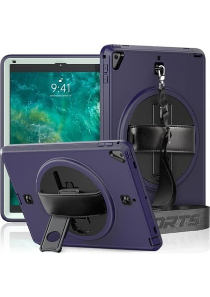 Ipad 5 Air 9.7 Kılıf Strap-C Otterbox Tablet Kapak - LACIVERT-(5796)