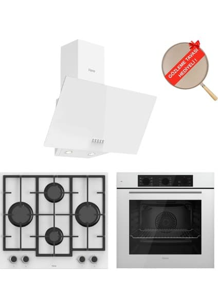 Ferre Silenart Yeni Seri Leva Beyaz Ankastre Set ( D087 + LN386 + QBL62CB )