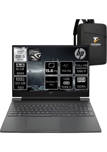 Hp Victus Gaming 15 Intel Core I5 12500H 16GB 512GB SSD RTX4060 WIN11 Pro 15.6\