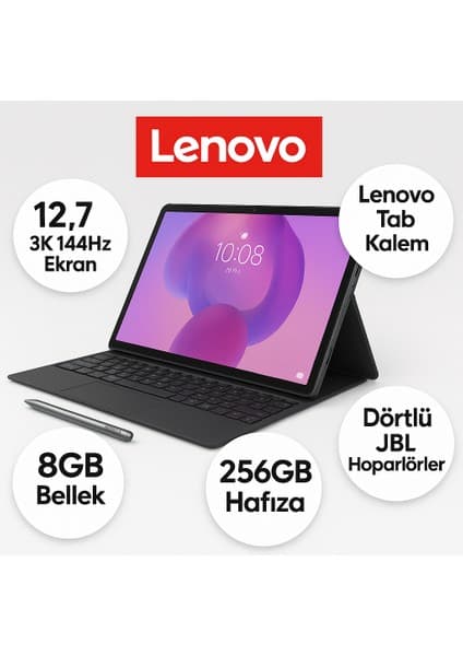 Lenovo Idea Tab Pro Tablet - Dokunmatik 12.7inç 3k 144Hz Mat Ekran- 8gb Bellek - 256GB Depolama - Dolby Atmos® Dörtlü Jbl Hoparlörler + Lenovo Tab Kalem + Lenovo Kılıf + Onerous Ürünler