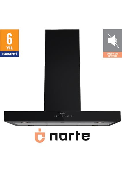Narte -HI30190B 90 cm Sıyah Ada Tipi Davlumbaz -6 Yıl Garantili -Yüksek Performans