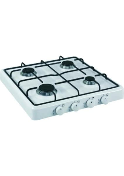 abnturk 4 Gözlü Tüplü Lpg Uyumlu Set Üstü Ocak Beyaz Renk Önden Düğmeli
