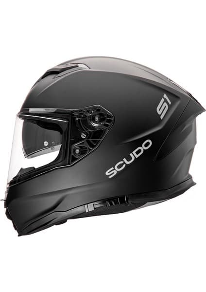 Scudo S1 Full Face Kapalı Güneş Vizörlü Motosiklet Kaskı Ece 22.06 Sertifikalı Mat Siyah