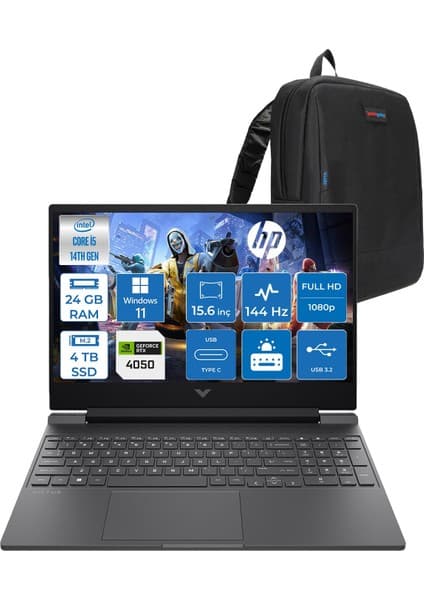 Hp Victus 15-WFA2023NT Intel Core I5 14450HX 24GB Ddr5 4tb SSD RTX4050 6gb 15.6\
