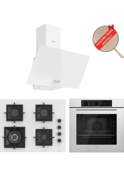 Ferre Silenart Yeni Seri Movio Beyaz Ankastre Set / Wok ( D087 + SC406-WFA + QBL62CB )