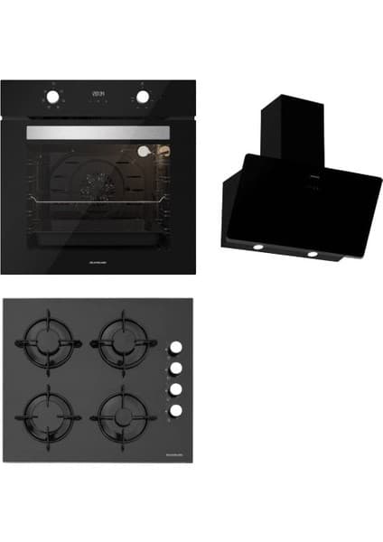 Silverline Soho Siyah Cam Ankastre Set (BO6502B02-CS5335B01-3457)