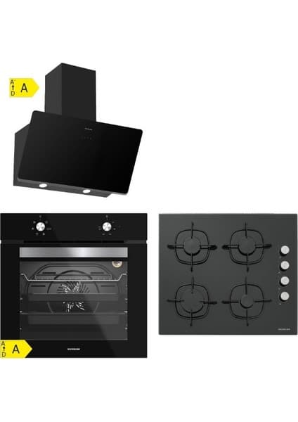 Silverline Soho 60 Siyah Cam Ankastre Set (BO6501B01 - CS5335B01 - 3457)