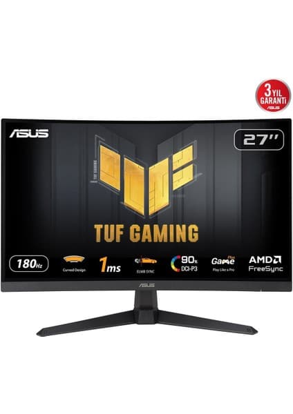 Asus Tuf Gamıng VG27VQ3B 27" 1ms 180Hz 1920X1080 Dp/hdmı Curved Gamıng Monıtor