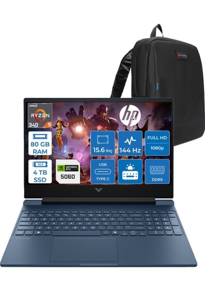 Hp Victus Gaming Amd Ryzen Aı 5 340 80GB Ddr5 4tb SSD RTX5060/8GB 15.6\