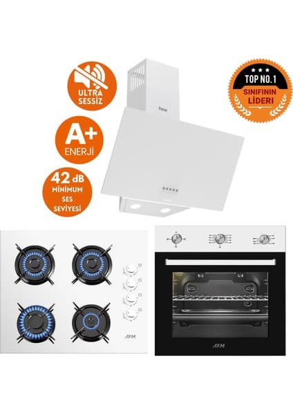 Ferre ve Afm Tech Markalı / Statik Fırın Sessiz Cam Ankastre Set ( D087-SA + FM2201 + FM7301 )