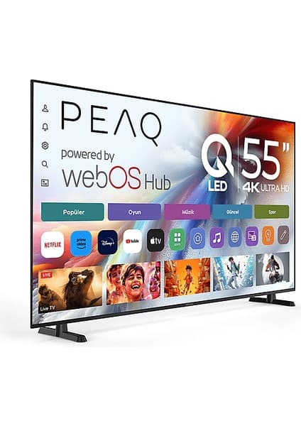 Peaq 55Q90 PTV55WQU-3025A 55 Inç 139 Ekran Dahili Uydu Alıcılı Webos 4K UHD QLED Tv