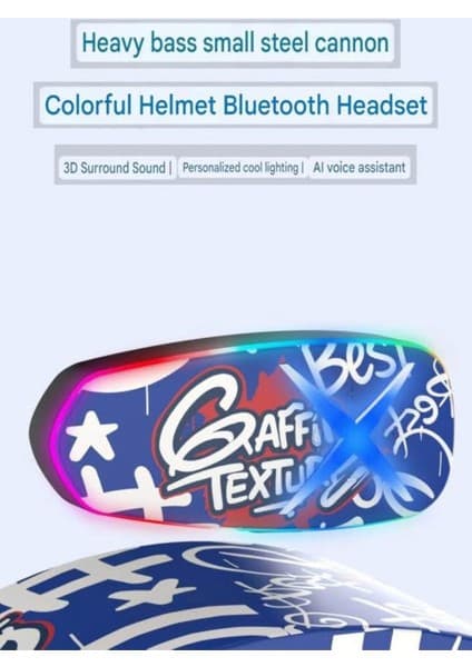 Tasarım Küresi 3D Helmet Graffiti Motor Kask Kulaklık Rgb Modlu Su Geçirmez 6.0 Bluetooth Intercom Yenı Model - Lisinya