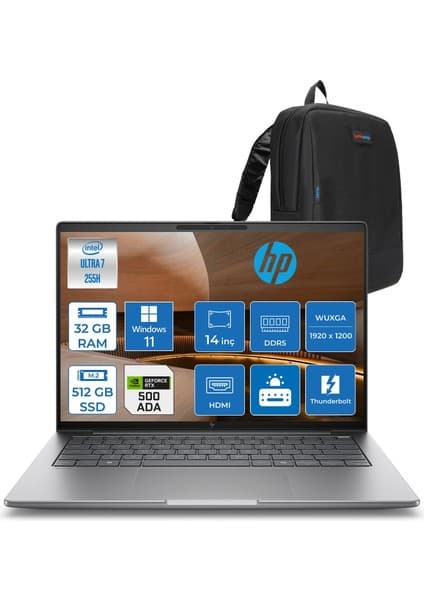 Hp Zbook 8 G1I Ultra 7 255H 32GB Ddr5 512GB SSD 4GB/RTXA500 14\