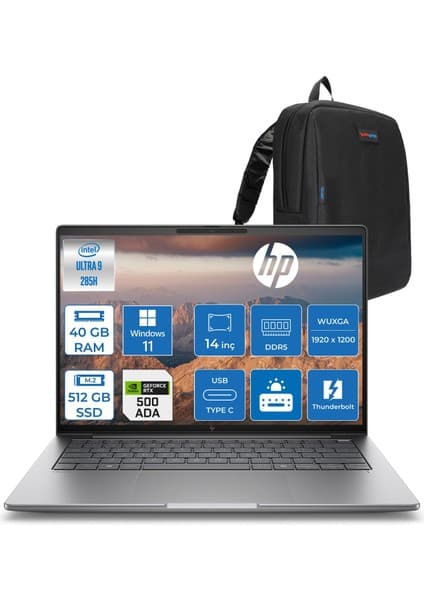 Hp Zbook 8 G1I Ultra 9 285H 40GB Ddr5 512GB SSD 4GB/RTXA500 14\