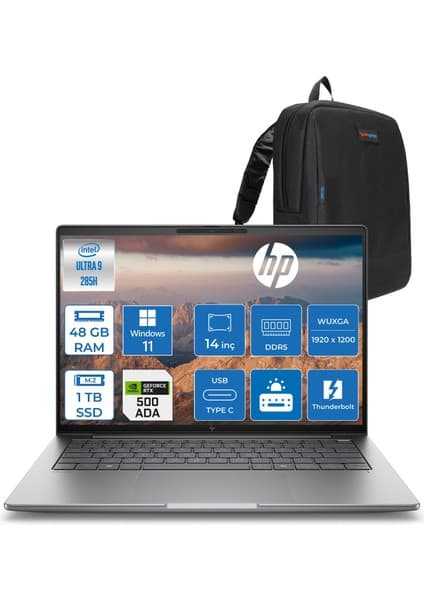 Hp Zbook 8 G1I Ultra 9 285H 48GB Ddr5 1tb SSD 4GB/RTXA500 14\