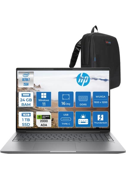 Hp Zbook x G1I Intel Core Ultra 7 265H 24GB Ddr5 1tb SSD 8GB/RTXPRO2000 Blackwell 16\