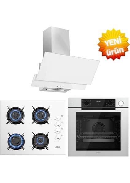 Ferre ve Afm Tech Markalı / Nıva Fryart Airfry / Beyaz Ankastre Set ( QEP64CB + FM2201 + FM3301 )