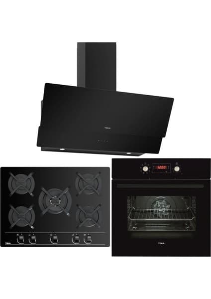Teka Siyah Ankastre Set (ATV 90 Davlumbaz, GBC 75030 Ocak, HAK 629 Fırın)