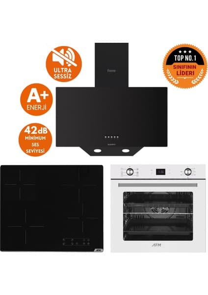 Ferre ve Afm Tech Markalı / Kiev Sessiz Elektrik Vitro. Ankastre Set (D086-SA + V6-04 + FM7701 )