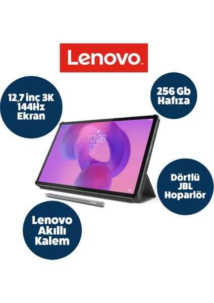 Lenovo Idea Tab Pro Tablet - Dokunmatik 12.7inç 3k 144Hz Mat Ekran- 8gb Bellek - 256GB Depolama - Dolby Atmos® Dörtlü Jbl Hoparlörler + Lenovo Tab Kalem + Lenovo Kılıf + Onerous Ürünler
