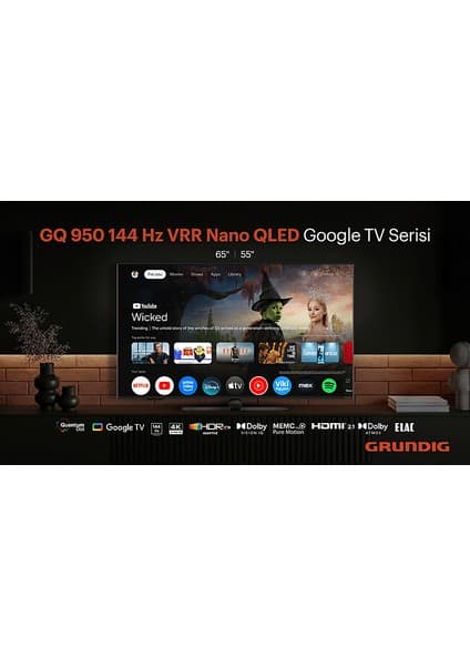 Grundig Grundıg 65 Gq 950A 65 Inç 165 Ekran Uydu Alıcılı Google Tv Smart 4K Ultra Hd 144 Hz QLED Tv
