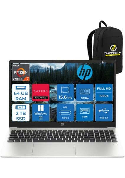 Hp 255 G10 3Z6G3ES Ryzen 7 7730U 8 GB Ram 512GB Nvm SSD 15.6\
