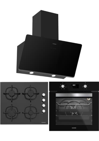 Silverline Siyah Ankastre Set (CS5700C6B01 OCAK/S2-BO6502B02 FIRIN/3457 Soho Davlumbaz)