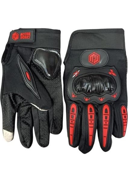 OYM ES-313 Model YK17 Siyah Kırmızı XL Motosiklet Eldiveni