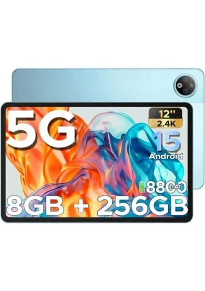 Doogee V Pad 5g 12" 8 GB Ram 256 GB SİM KARTLI Android 15 Tablet MAVİ
