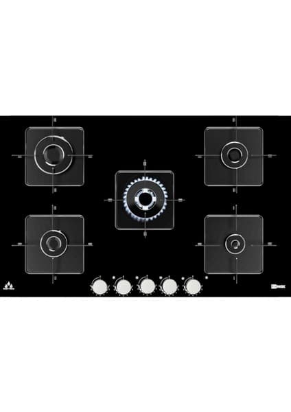 Ukinox Ares 90 Xf 5 Gözlü Siyah Ankastre Cam Ocak